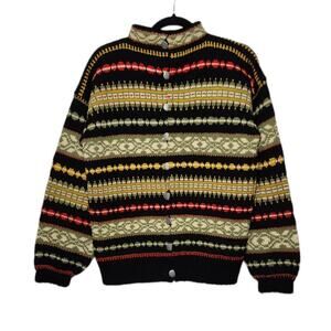 Vintage Sweater Cardigan Handmade Fall Winter Nordic VTG Unisex Grandpa Grandma